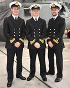 Lt John Clayton, Lt Matthew Eccles and Lt Simon Schnetler, Wings parade RNAS Culdrose