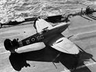 Supermarine Seafire warming up its engine for take on the deck of HMS Formidable