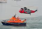 771 NAS Sea King working with the RNLI lifeboat from Falmouth on an earlier training exercise