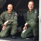Lt Cdr Chuck Norris and Flight Lt Jon Owen RAF after the Scillies baby shout in Oct 2013