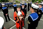 The Mayor of Helston, Councillor Michael Thomas inspects the Guard