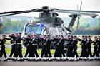 Navy guard marches past Merlin Mk3