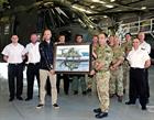 Lt Col Stafford, CO 846, Chris Shaw and 846 NAS personnel  unveiling painting