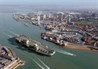 An artist's impression of HMS Queen Elizabeth arriving into Portsmouth