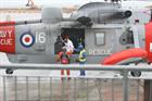 The rescued yachtsman arriving at RNAS Culdrose