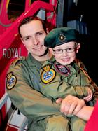Captain Martin Roskilly Royal Marines (pilot) and his son (future pilot!)