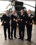 L to RCdr James Newton DFC RN, Admiral Cunningham CBE, Lt Cdr Ed Adams, Capt Matt Briers