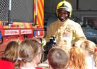 Culdrose Fireman, Naval Airman Amron Creese and Children