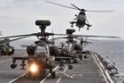 Apache helicopters aboard HMS Illustrious