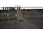 820 NAS Abseiling down a Dam in South West Wales