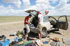 Changing a tyre on the Steppe
