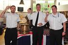 Wtr Josh Geddes, Capt Mark Garrett and LWtr Pete Armstrong raise their glasses for Prince George