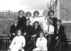 Cabin 125 external Dorothy, rear row far right outside her Cabin with other Girls at Culdrose