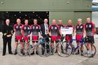 Sea King Force Cyclists and PO Aircrewman Richie Harker, RN & RM Charities rep for RNAS Culdrose