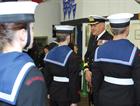 Commodore Jock Alexander OBE inspecting the Sea Cadets from 800 NAS SCC
