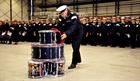Commodore Jock Alexander OBE Royal Navy Commanding Officer RNAS Yeovilton laying a wreath