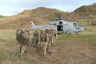 Disembarking team of Royal Marines at HLS on Calagnaan Island