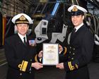 Lt Dom Savage (Right) presented with his ‘Wings’ and certificate by Rear Admiral Russ Harding OBE