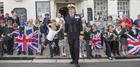 Capt Mark Garratt, CO of RNAS Culdrose with local School children Freed of Helston Parade