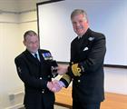 PO Jan Taff Davies and Capt Mark Garratt Commanding officer of RNAS Culdrose