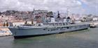 HMS Illustrious comes alongside in Lisbon