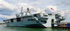 HMS Ocean takes on board ammunition at Marchwood Port, Southampton
