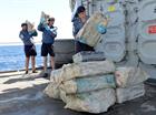 The 18 bags of seized narcotics were transfered to a US Coastguard vessel for transfer to the US