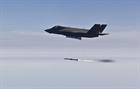 F-35B aircraft BF-3, piloted by USMC Maj Michael Kingen, fires an AIM-120