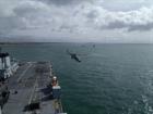 Black Cats display team taking off from the deck of RFA Argus