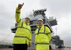 Defence Secretary Michael Fallon MP aborad HMS Queen Elizabeth
