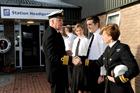 Capt Garratt saying farewell to his staff at RNAS Culdrose
