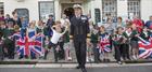  Captain Mark Garratt with School children at The Freedom of Helston parade 2014