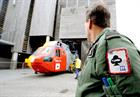 Lt Cdr Andy Watts from 771 NAS bids farewell to the SAR Sea King