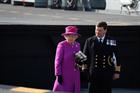 Her Majesty The Queen on HMS Ocean's helicopter lift