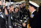 Rear Admiral Russ Harding CBE inspecting the Guard at FAA Awards