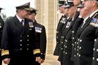 Rear Admiral Simon Williams, Flag Officer Reserve Forces inspecting Air Branch personnel