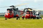 Search and Rescue Sea Kings leading the Fleet Air Arm formation 