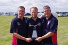 Capt Paul Jessop, Lt Will Ellis and WO Andy Farr with 2014 Inter Services trophy