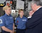 left to right: AB CIS GIBSON and MA KILBY talking with Right Honourable Michael Fallon MP, Secretary