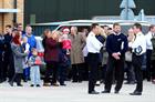 Family members await the return of 234 Flight's homecoming at RNAS Yeovilton