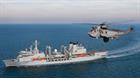Sea King Airborne Surveillance and Control (SKASaC) Mk7 fly past RFA Fort Victoria (Photographer: