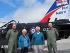 Lt Cdr Nick Mattock, Maureen & Ron Dennis and Lt Matt Palmer with a 736 NAS Hawk