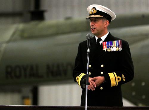 Rear Admiral Keith Blount OBE FRAes Head of the Fleet Air Arm.