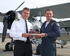 Commanding Officer (CO) Commodore Jon Pentreath OBE with Lieutenant Commander Chris Gotke AFC CO of 