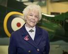 Jean Kelly, Captain Browns Companion of over 20 Years in front of the Grumman Martlet that he flew i