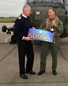 Capt Matt Briers, CO CHF, presenting  Lt Cdr Neil Davidson with a bottle of champagne 