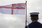 The White Ensign flies from the flight deck of HMS Queen Elizabeth