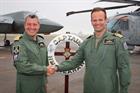 Captain Dan Stembridge hands over command of RNAS Culdrose to the in coming CO Captain Anthony Rimmi