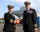 Left Senior Naval Officer Capt Ian Groom MBE - Right Commanding Officer Capt Stephen Moorhouse OBE.