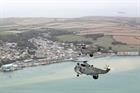 Sea Kings from 849 NAS fly towards Padstow.